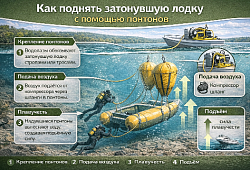 Как поднять затонувшую лодку с помощью понтонов