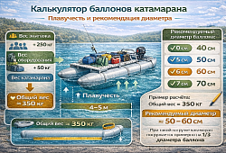 Калькулятор баллонов: плавучесть + авто-рекомендация диаметра